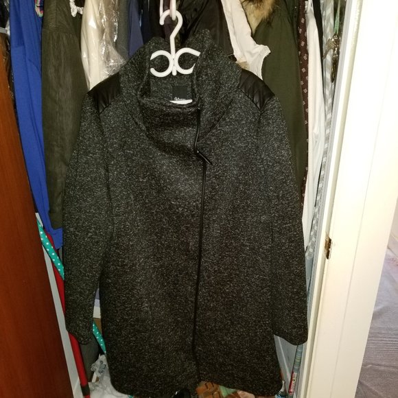 Reitmans Size 2X Black Fall Coat with Leather trim - Picture 1 of 5